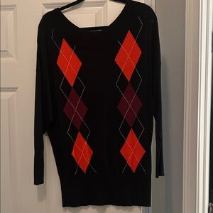 Express Black and Red Argyle Women's Sweater